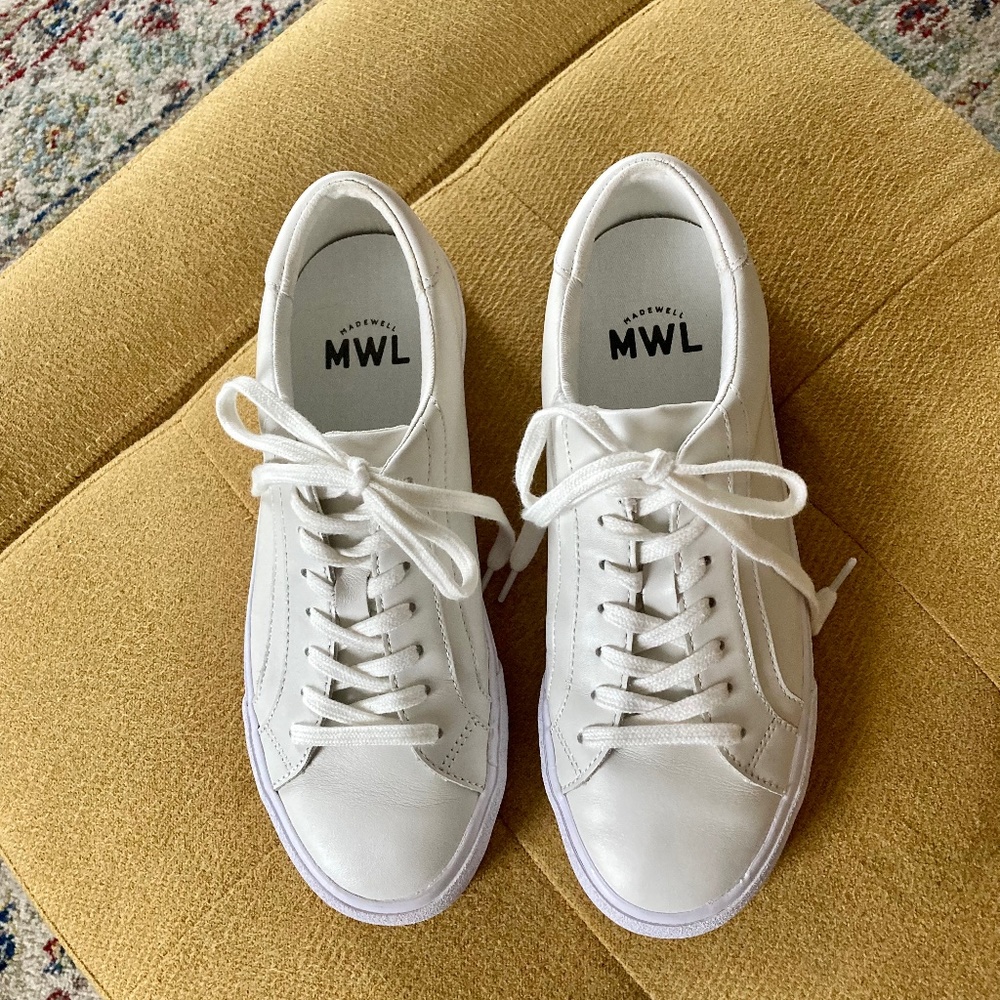 *SOLD* Madewell Sidewalk Low-Top Sneakers White Leather Size 8 Womens